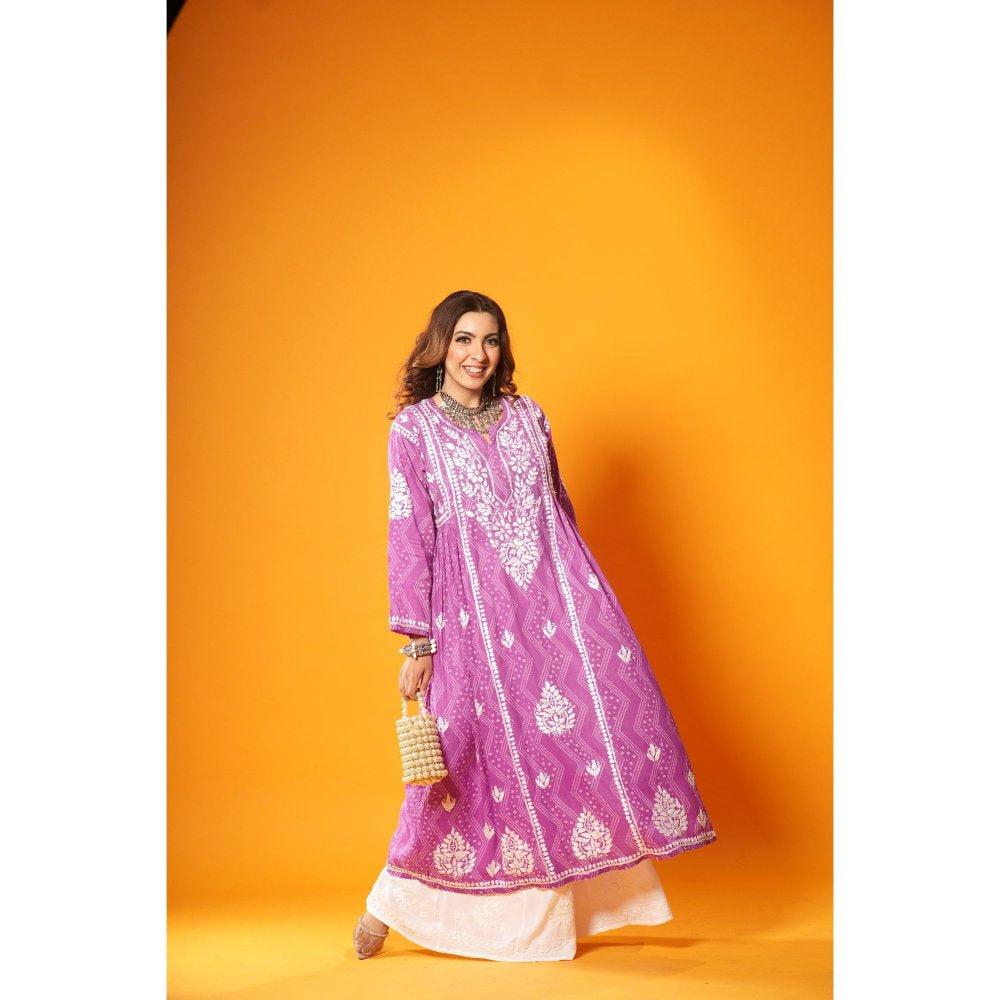 House of Chikankari Jugni Chikankari Mulmul A-Line Kurta