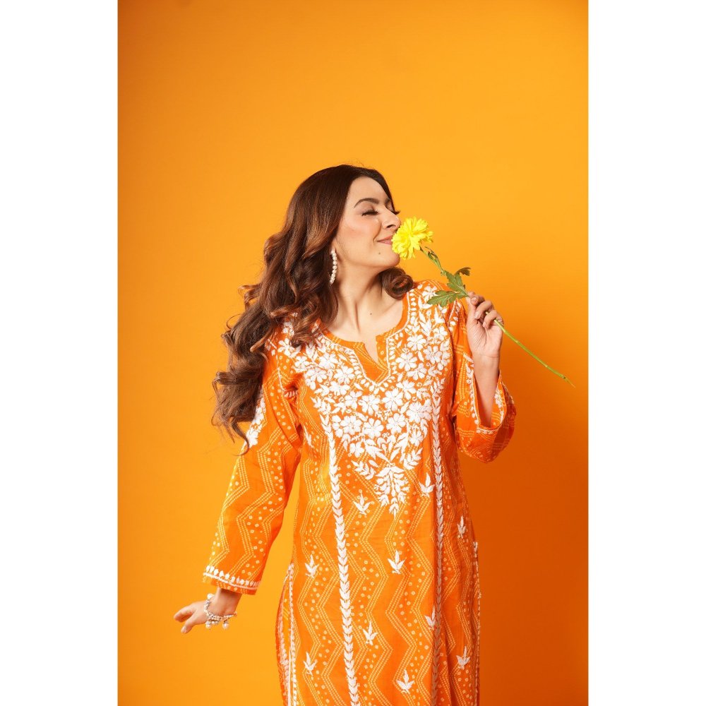 House of Chikankari Jugni Chikankari Mulmul Straight Kurta
