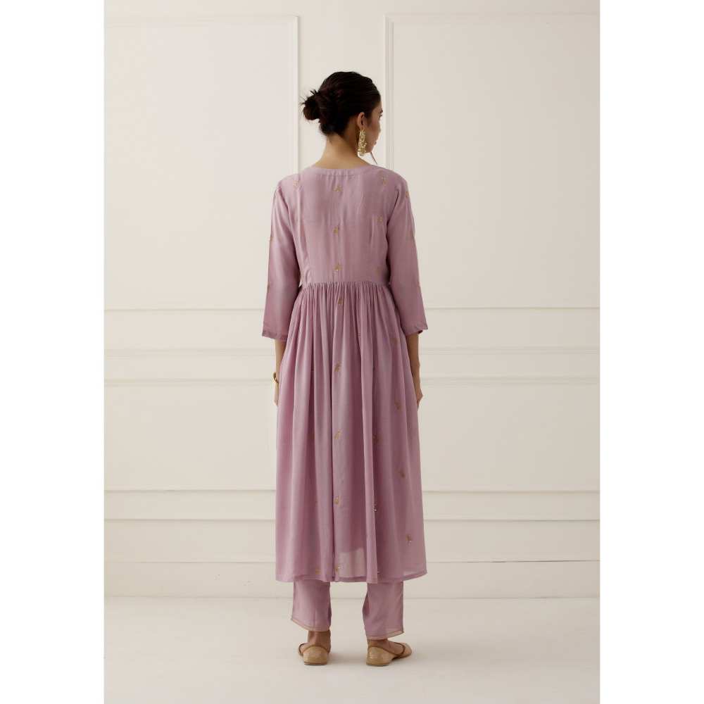 Ikshita Choudhary Purple Lilac Embroidered Modal Cotton Pants