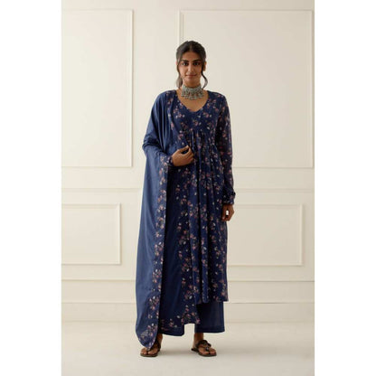 Ikshita Choudhary Navy Blue Printed Cotton Kurta