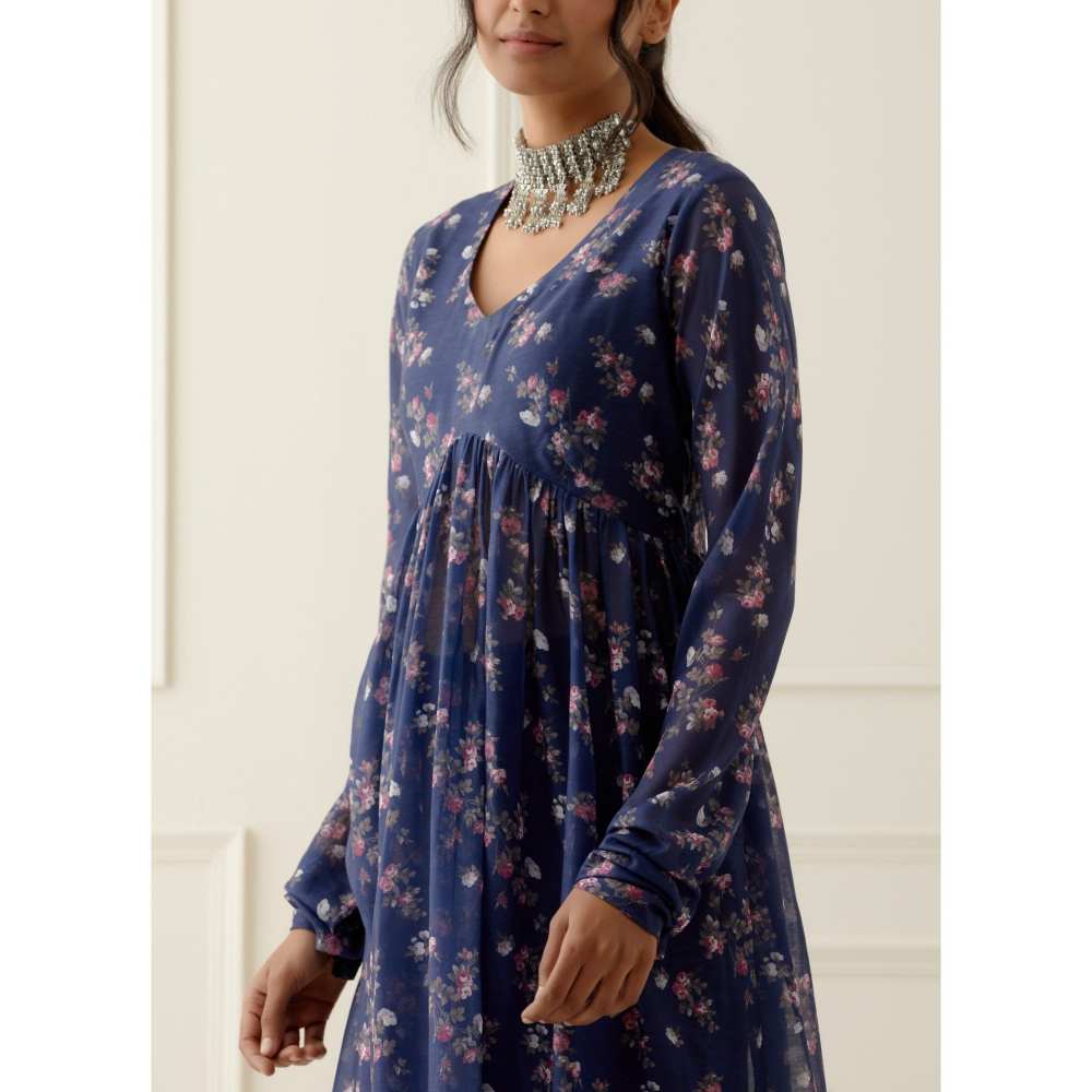 Ikshita Choudhary Navy Blue Printed Cotton Kurta