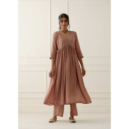 Ikshita Choudhary Dusty Peach Kurta Lace Detailing