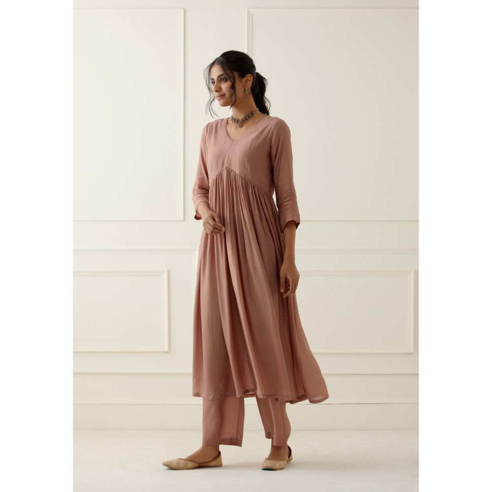 Ikshita Choudhary Dusty Peach Kurta Lace Detailing