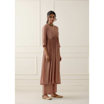 Ikshita Choudhary Dusty Peach Kurta Lace Detailing