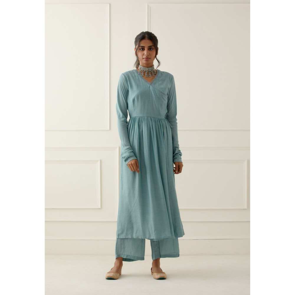 Ikshita Choudhary Sky Blue Kurta Lace Detailing