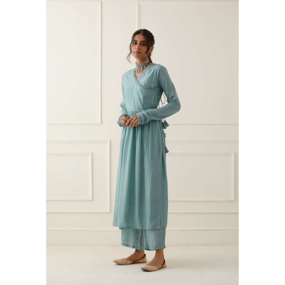 Ikshita Choudhary Sky Blue Kurta Lace Detailing