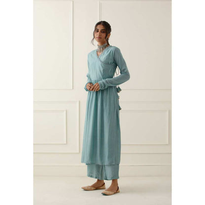 Ikshita Choudhary Sky Blue Kurta Lace Detailing