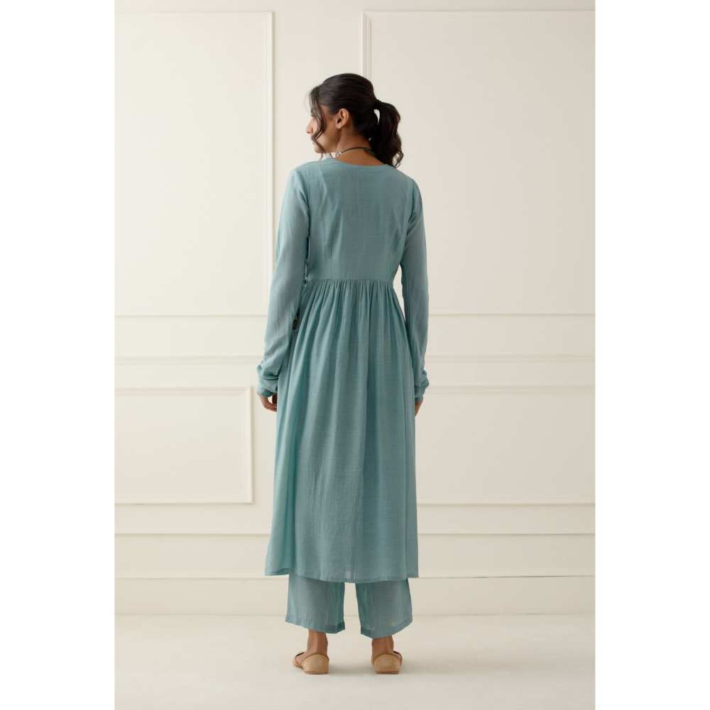 Ikshita Choudhary Sky Blue Kurta Lace Detailing