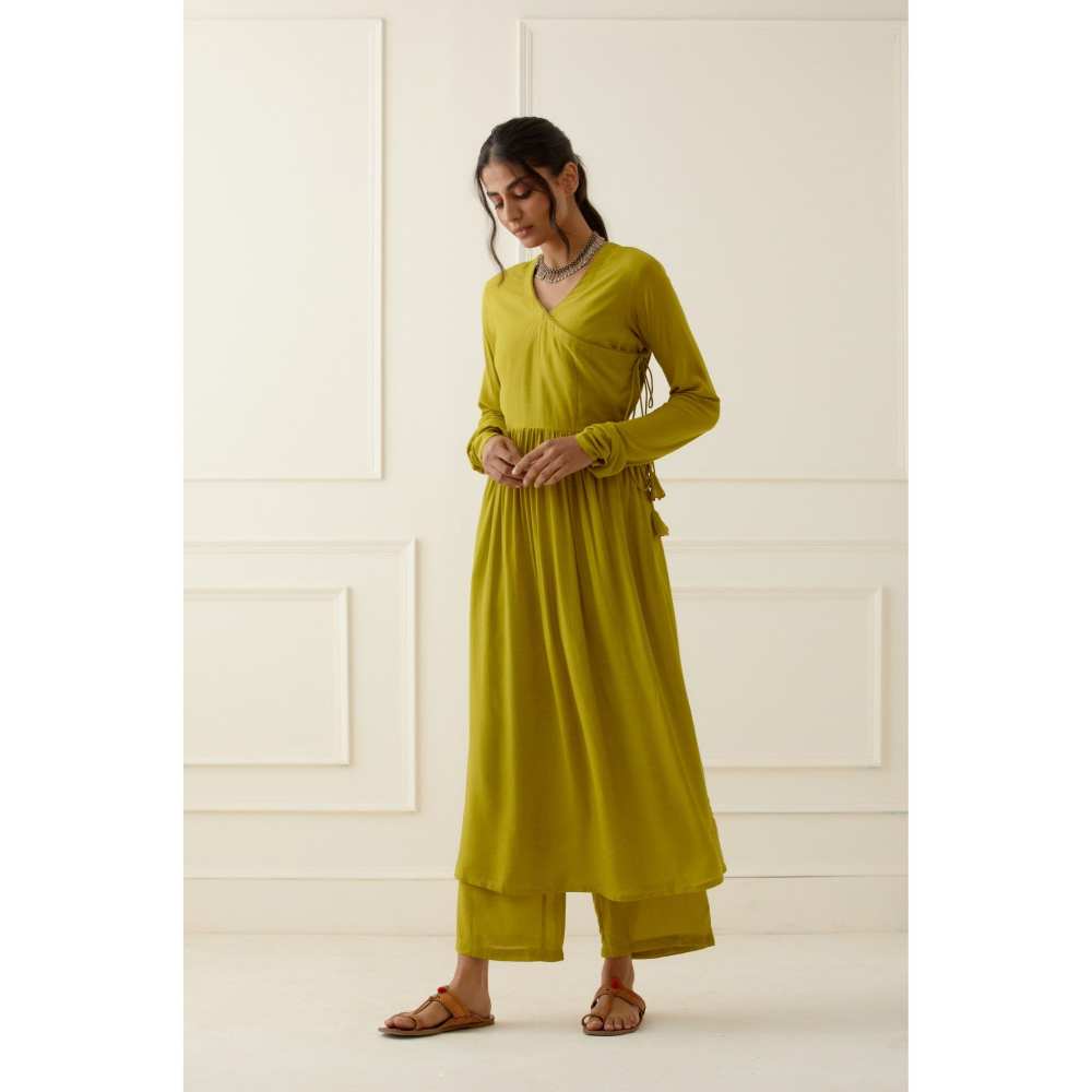Ikshita Choudhary Parrot Green Kurta Lace Detailing