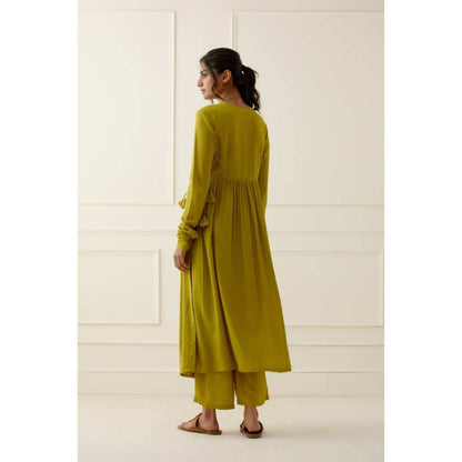 Ikshita Choudhary Parrot Green Kurta Lace Detailing