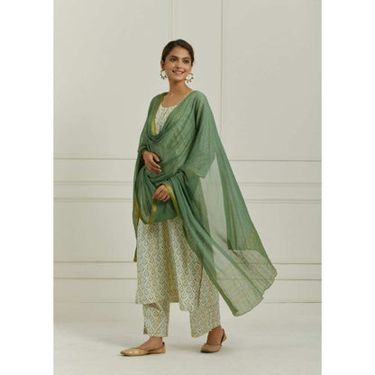 Ikshita Choudhary Green Kurta (Set of 3)