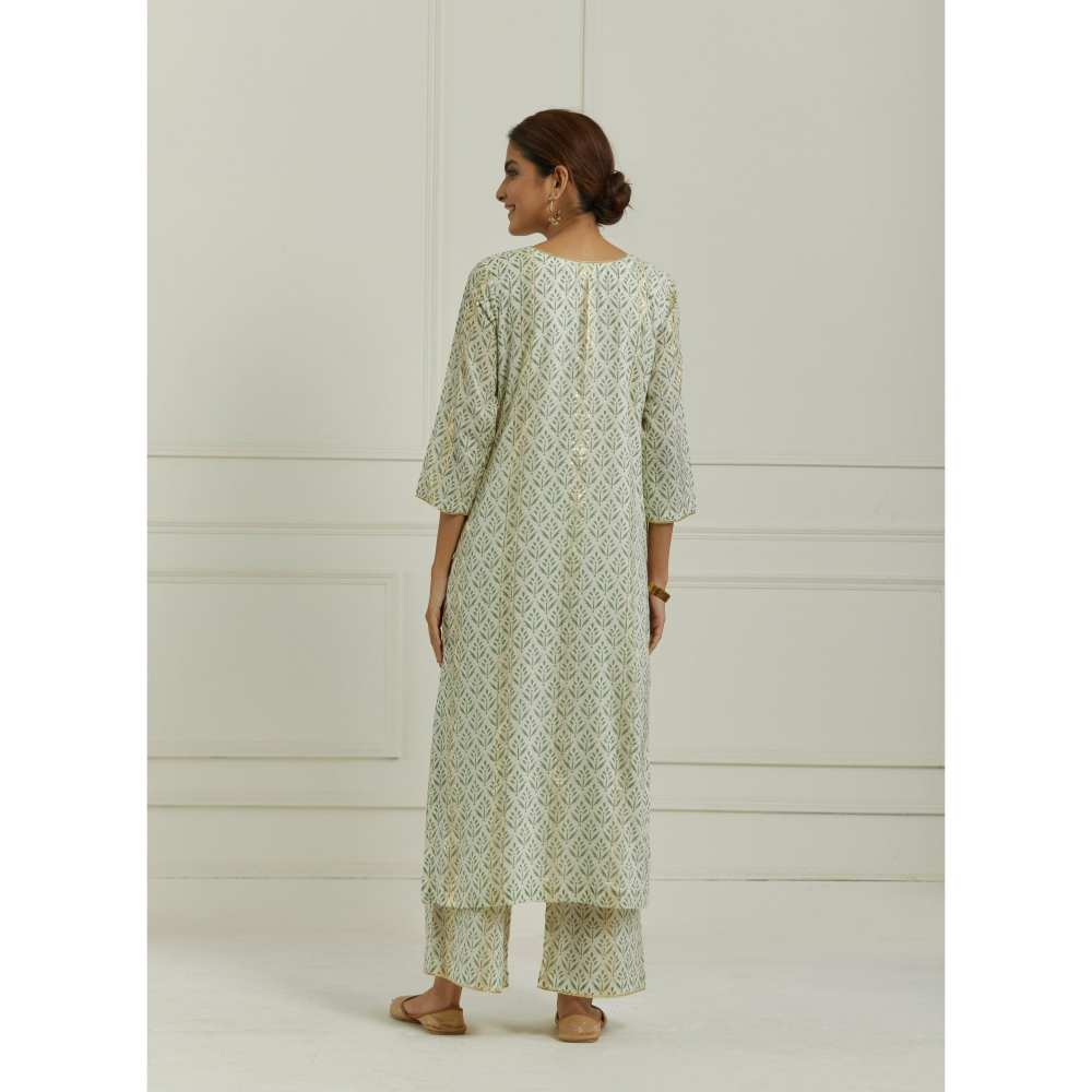 Ikshita Choudhary Green Kurta (Set of 3)