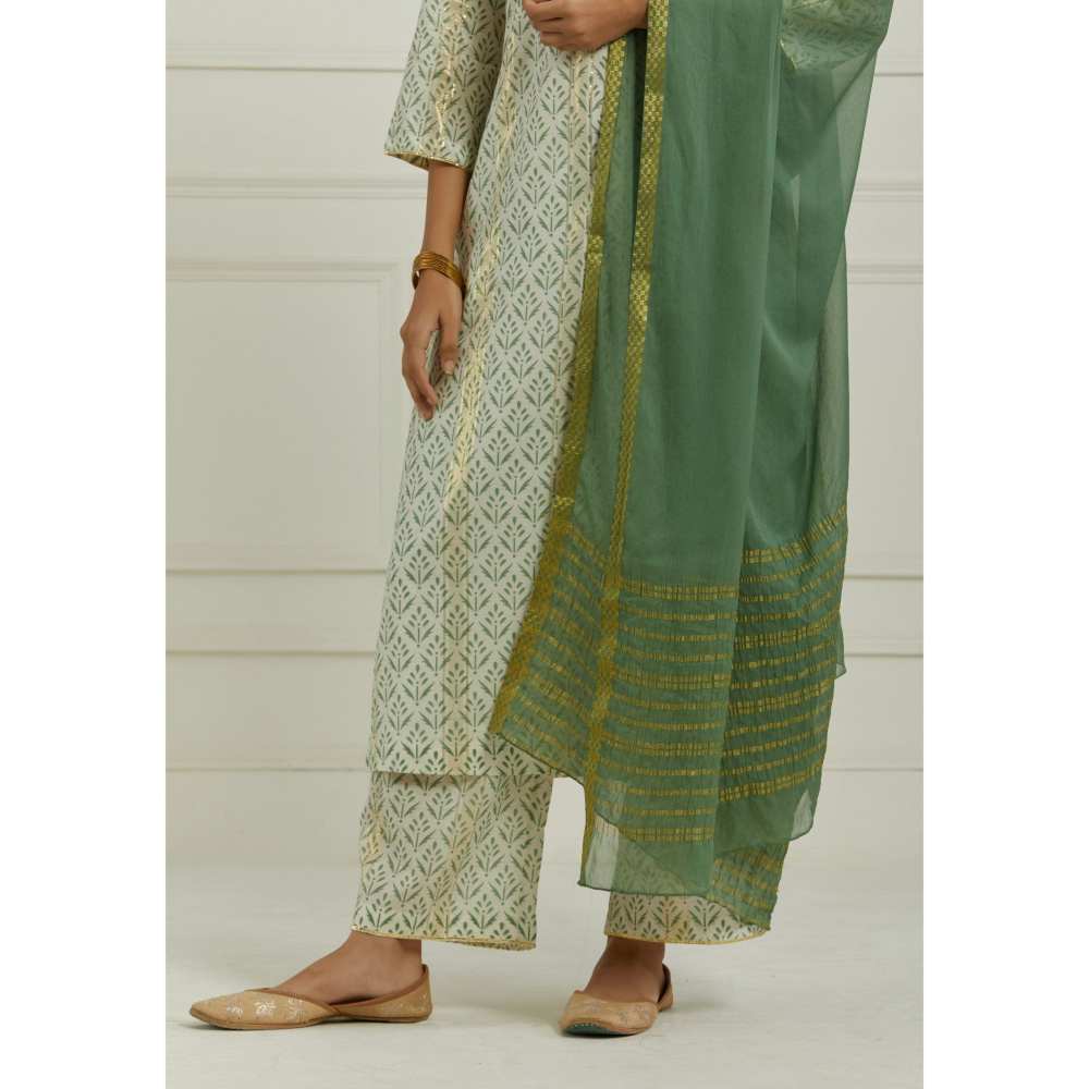Ikshita Choudhary Green Kurta (Set of 3)