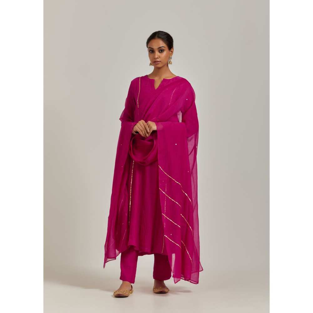 Ikshita Choudhary Magenta Kurta (Set of 3)