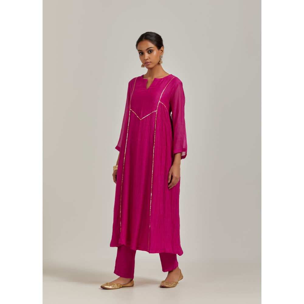 Ikshita Choudhary Magenta Kurta (Set of 3)