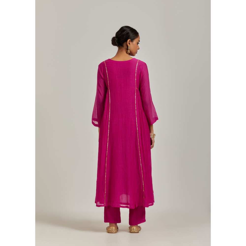 Ikshita Choudhary Magenta Kurta (Set of 3)