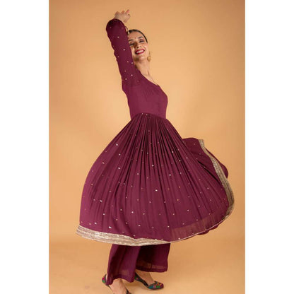Ikshita Choudhary Maroon Kurta (Set of 2)