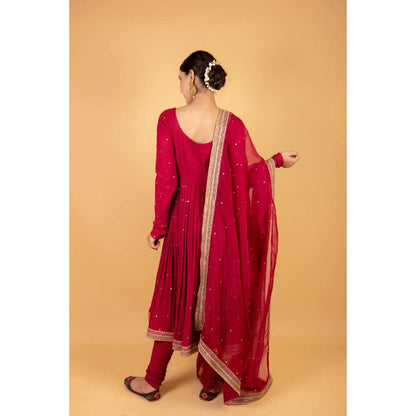 Ikshita Choudhary Red Kurta (Set of 2)