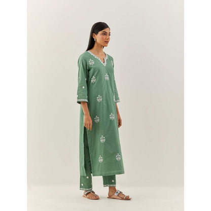 Ikshita Choudhary Green Kurta (Set of 3)
