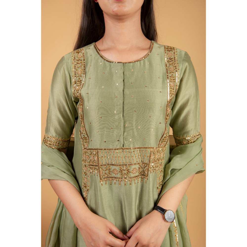 Ikshita Choudhary Pestel Green Kurta (Set of 2)