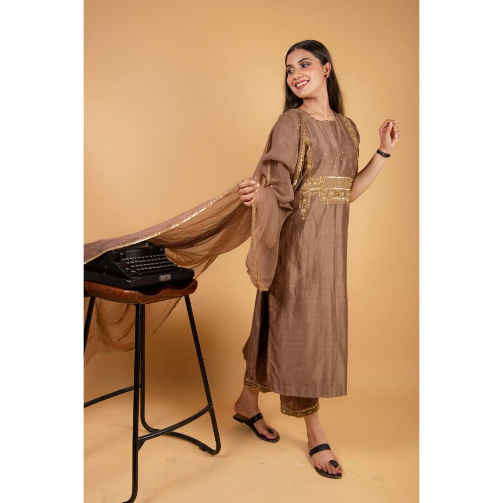 Ikshita Choudhary Brown Kurta (Set of 2)