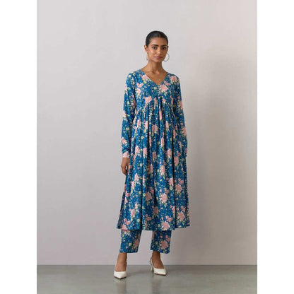 Ikshita Choudhary Blue Cotton Printed Kurta With Pants (Set of 2)