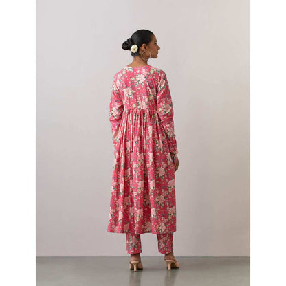 Ikshita Choudhary Pink Cotton Printed Kurta With Pants (Set of 2)
