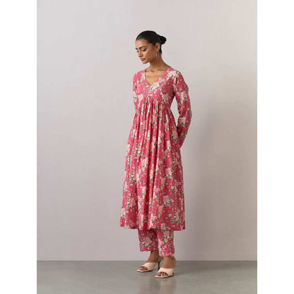 Ikshita Choudhary Pink Cotton Printed Kurta With Pants (Set of 2)