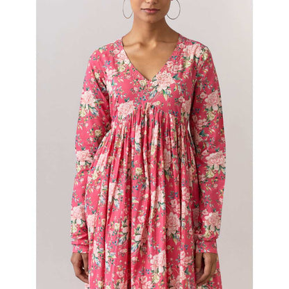 Ikshita Choudhary Pink Cotton Printed Kurta With Pants (Set of 2)