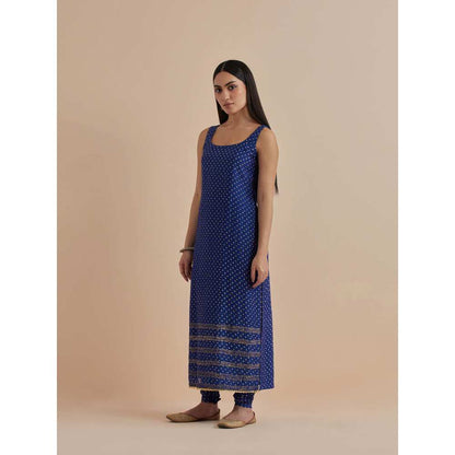 Ikshita Choudhary Blue Printed Chanderi Kurta With Churidar (Set of 2)