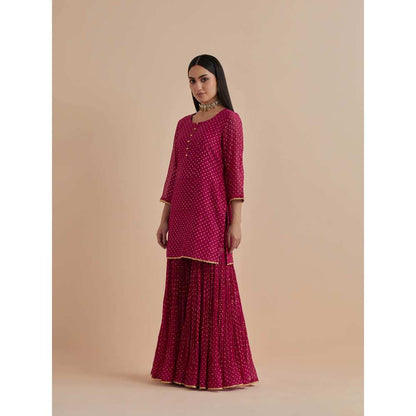 Ikshita Choudhary Magenta Printed Chanderi Kurtis With Gharara (Set of 2)