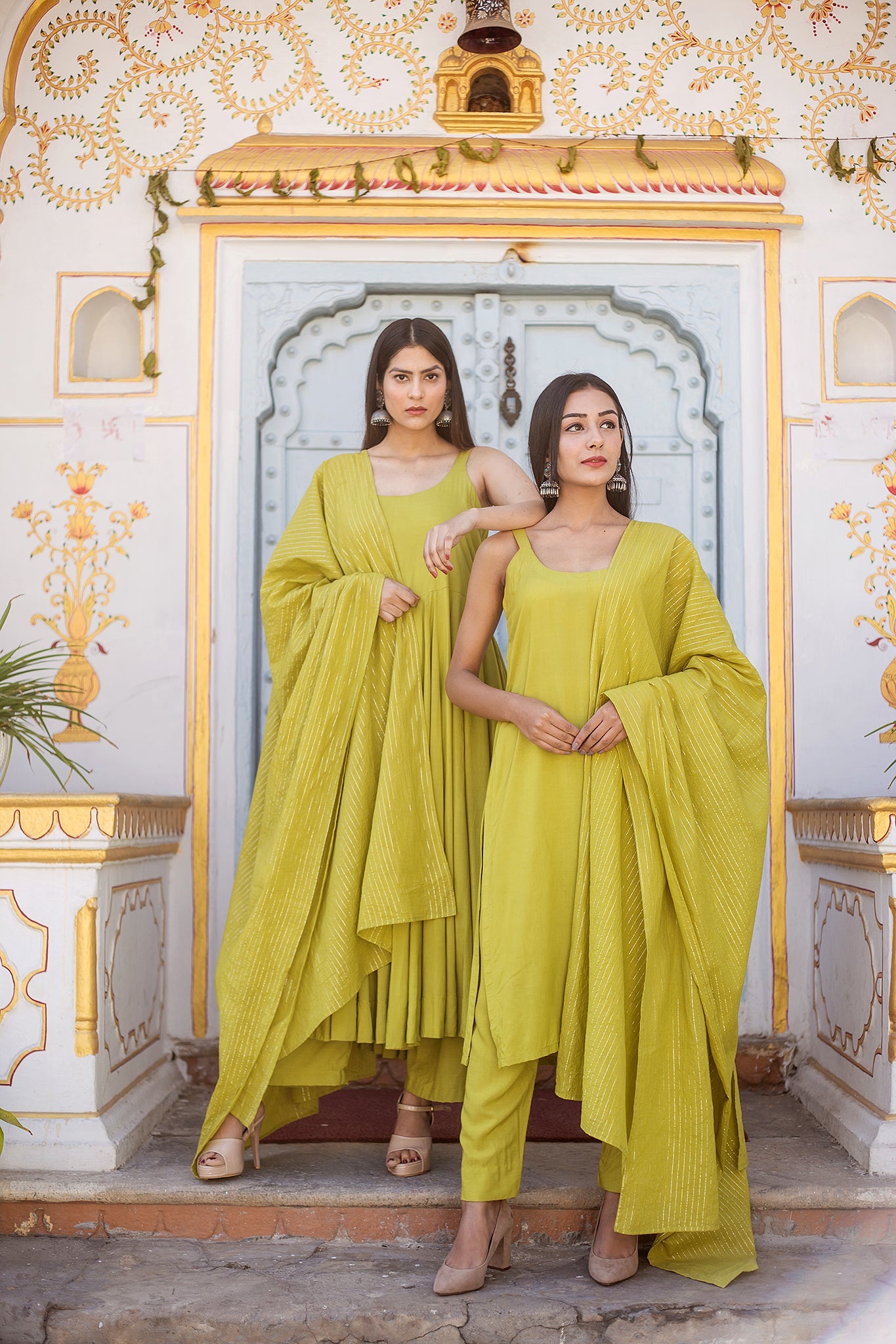 Noori Olive Anarkali Set