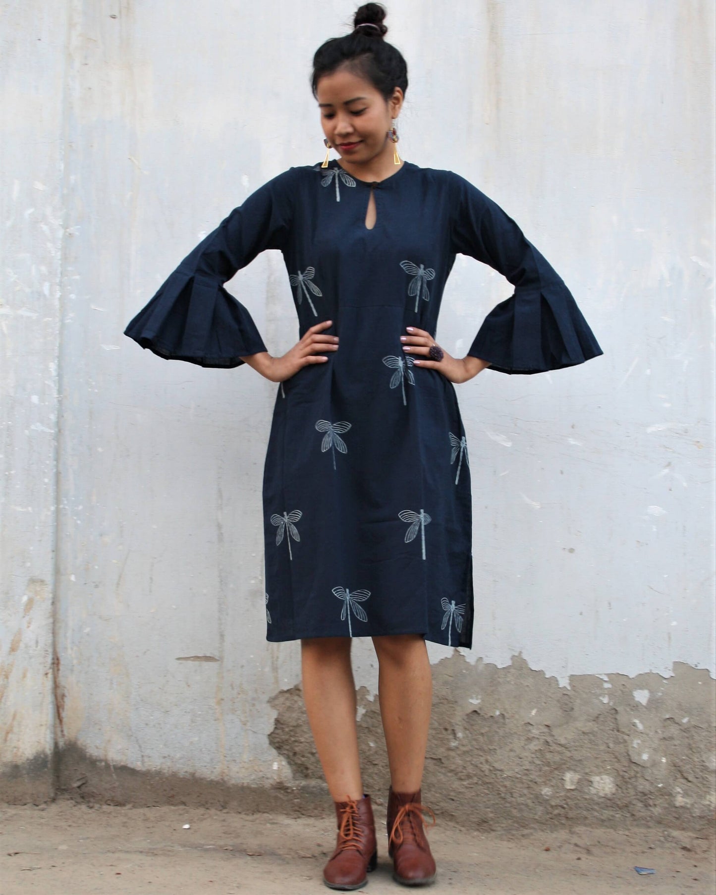 Chidiyaa Blue Cotton Dress