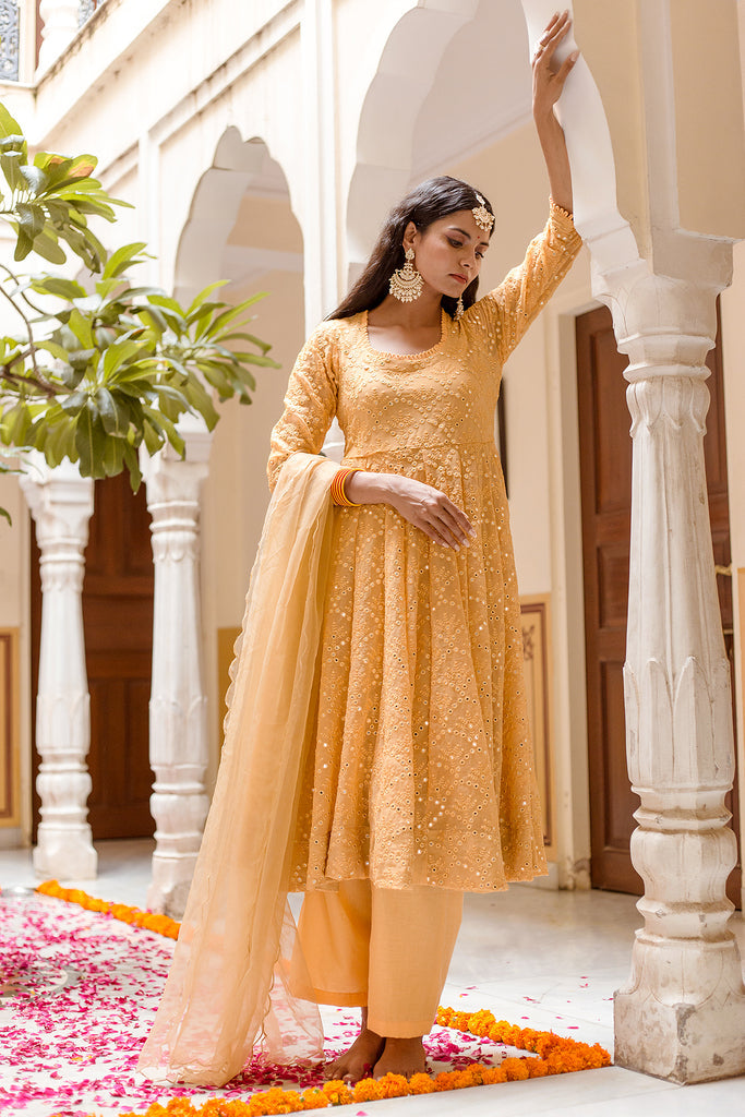 Damini Yellow Anarkali Set