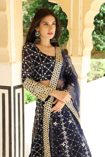 Nanda Blue Lehenga Set