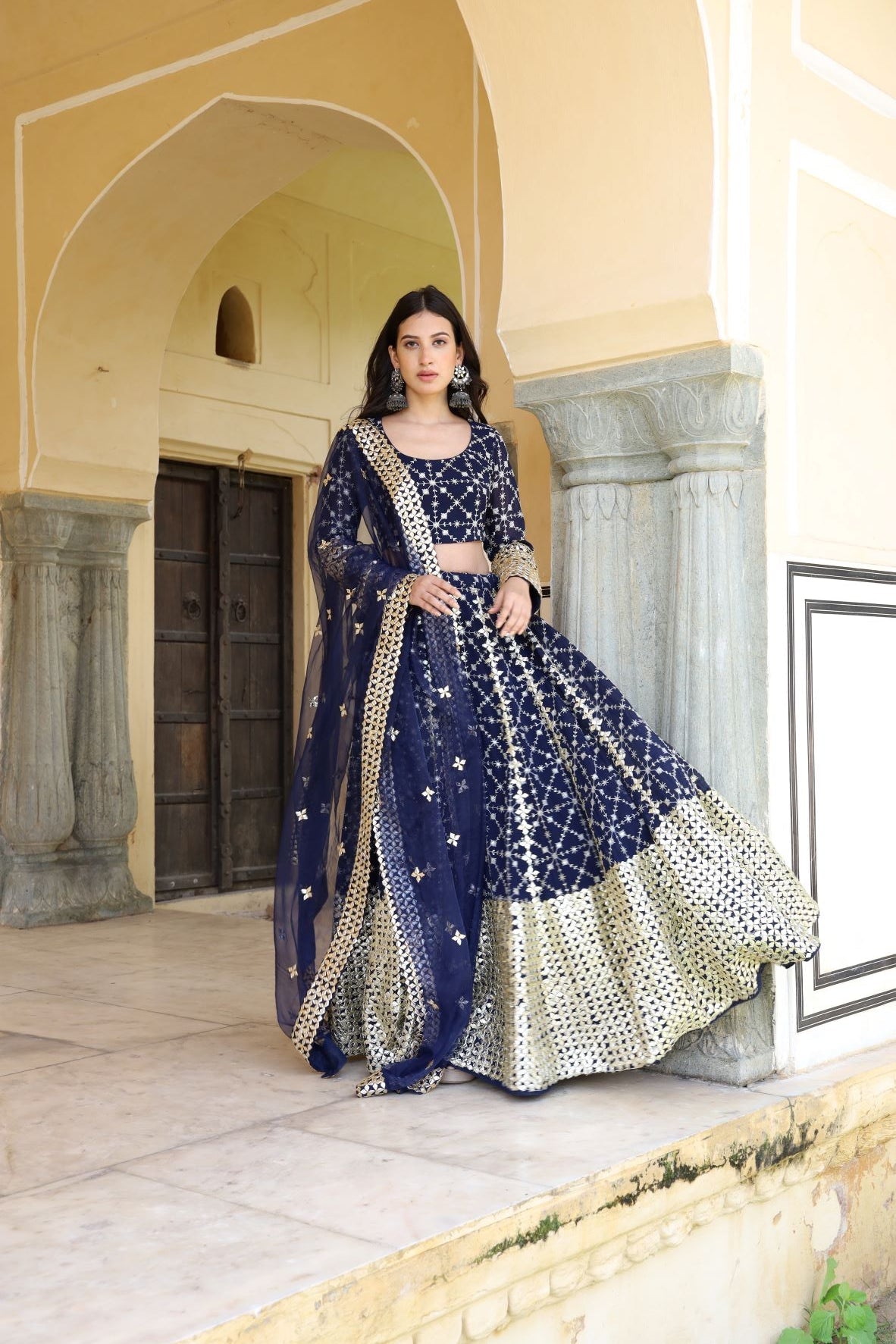 Nanda Blue Lehenga Set