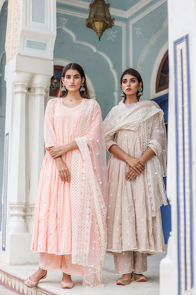 Hairat Peach Anarkali Set