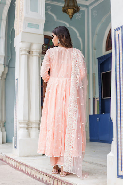 Hairat Peach Anarkali Set