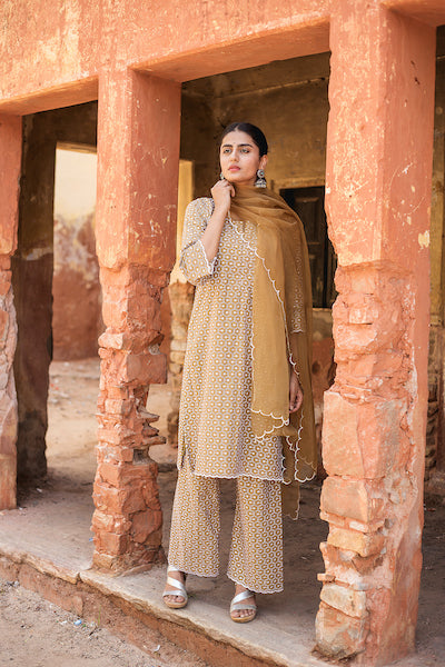 Classic Brown Chikan Set