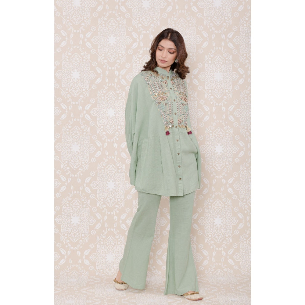 Inej Green Drape Cape (Set of 2)