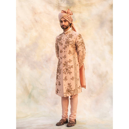 Jatin Malik Champagne 3D Element Sherwani (Set of 5)