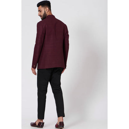 Jatin Malik Wine Bandhgala (Set of 2)