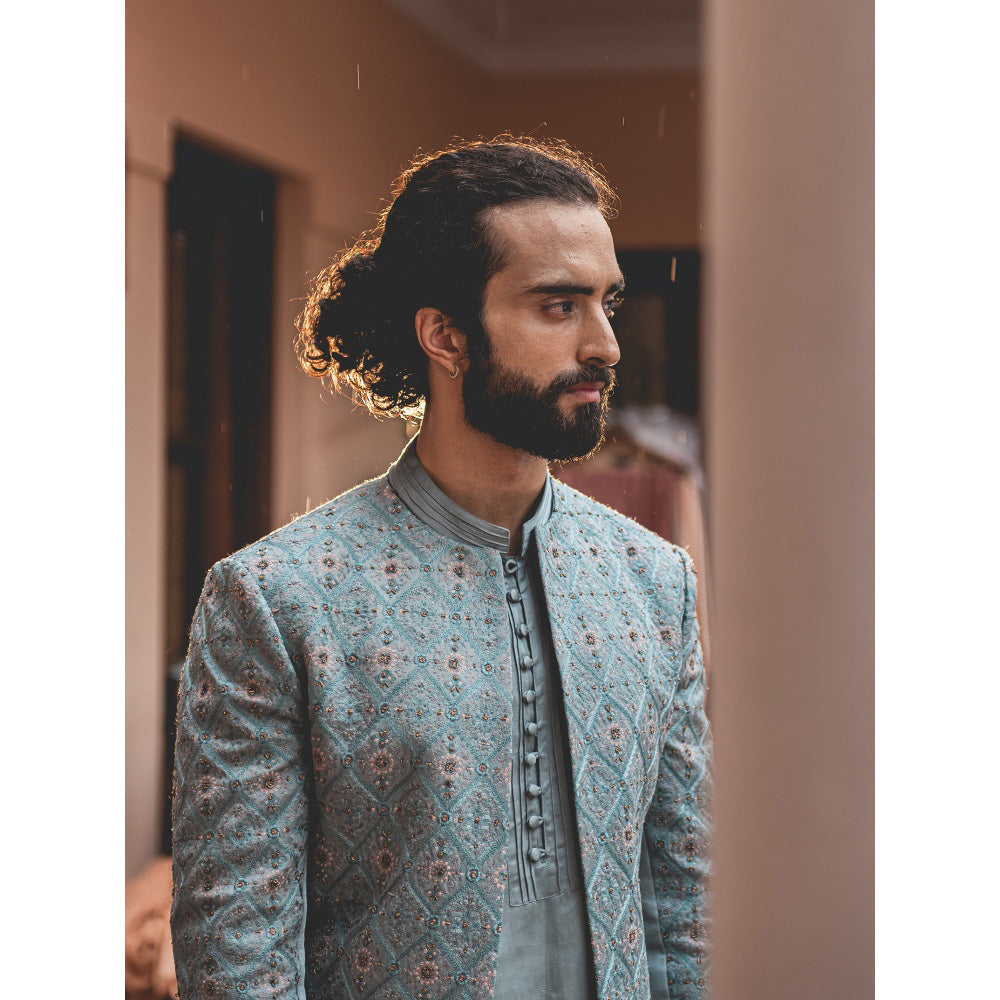 Jatin Malik Chateau Grey Short Jacket (Set of 3)