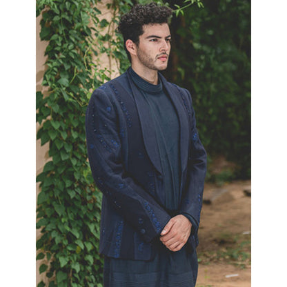 Jatin Malik Midnight Blue Short Jacket (Set of 3)