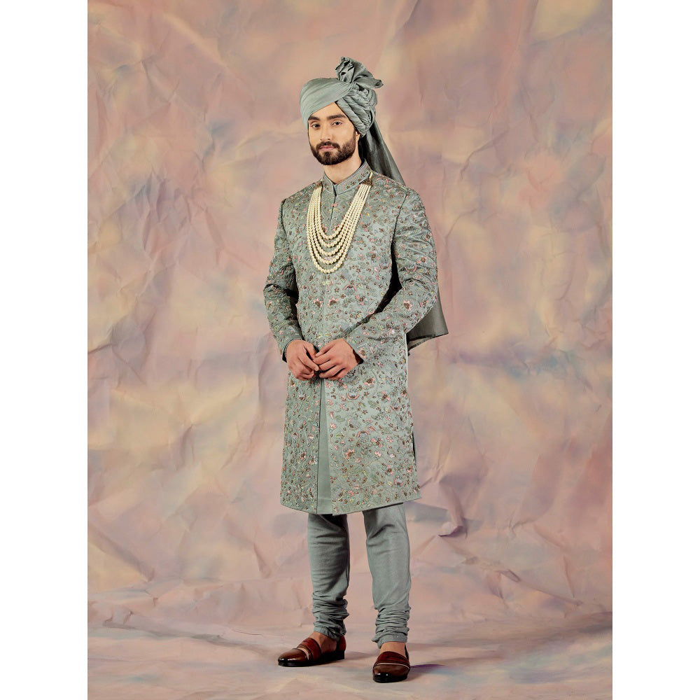 Jatin Malik The Green Saga Sherwani (Set of 4)