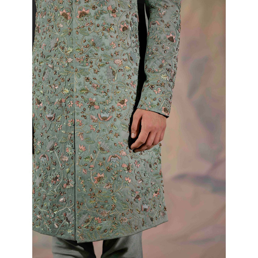 Jatin Malik The Green Saga Sherwani (Set of 5)