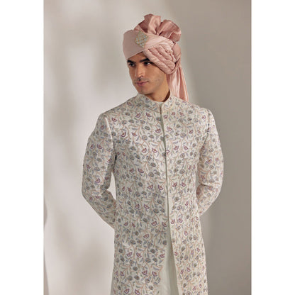 Jatin Malik Ivory Vine Sherwani (Set of 4)