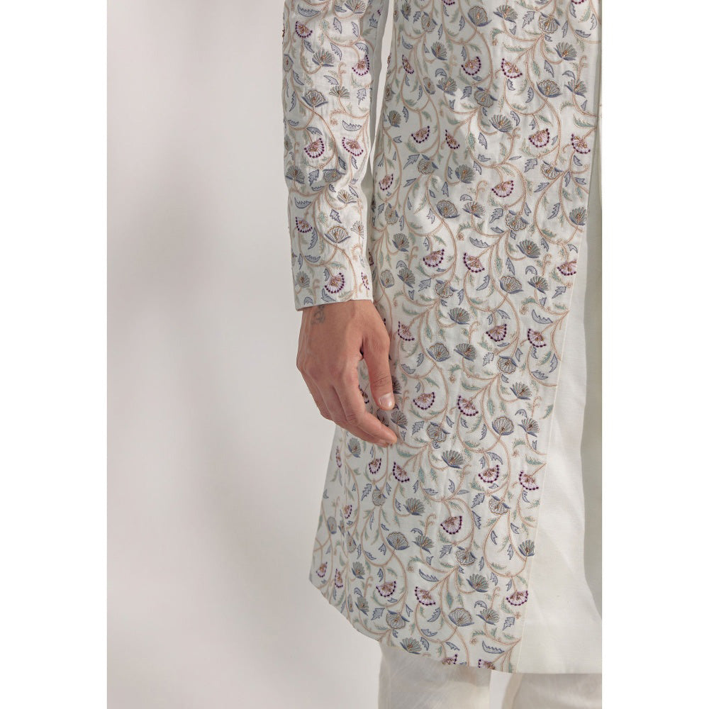 Jatin Malik Ivory Vine Sherwani (Set of 4)