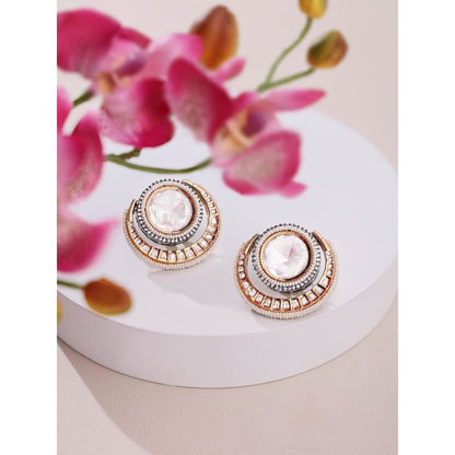 Joules By Radhika Kundan Polki Pearl Stud Earrings