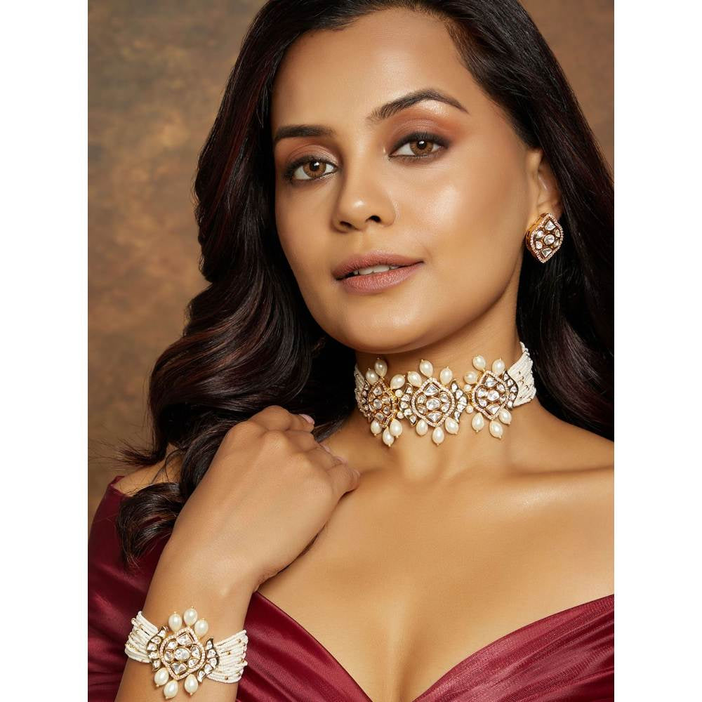 Joules By Radhika Classic White Choker Set